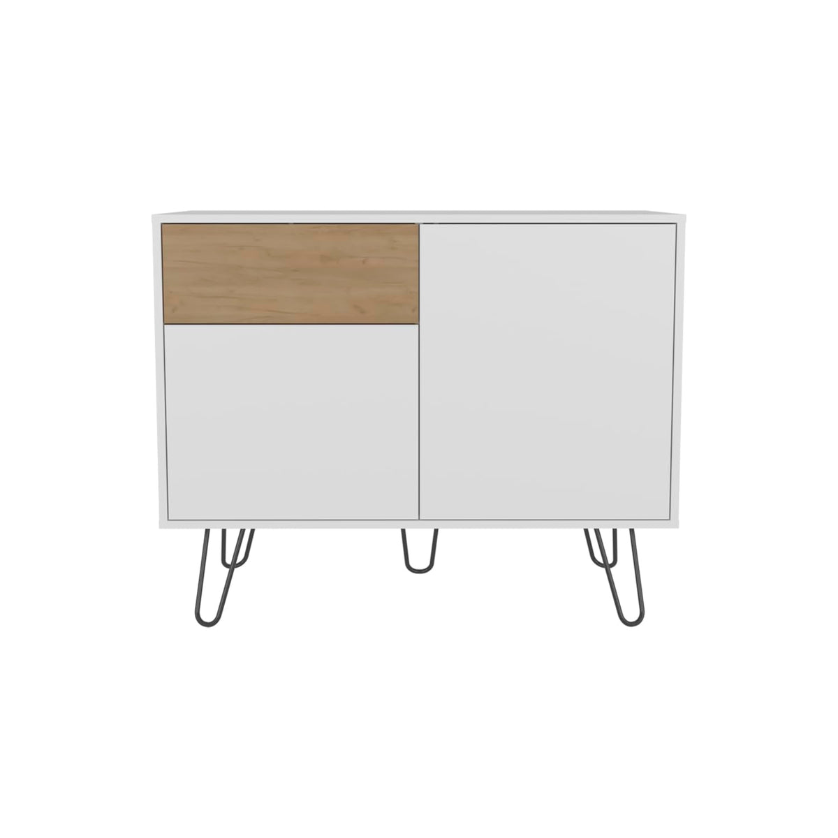 39" Wide White & Oak Console Table with 2 Cabinets, 1 Drawer, 4 Shelves X4891