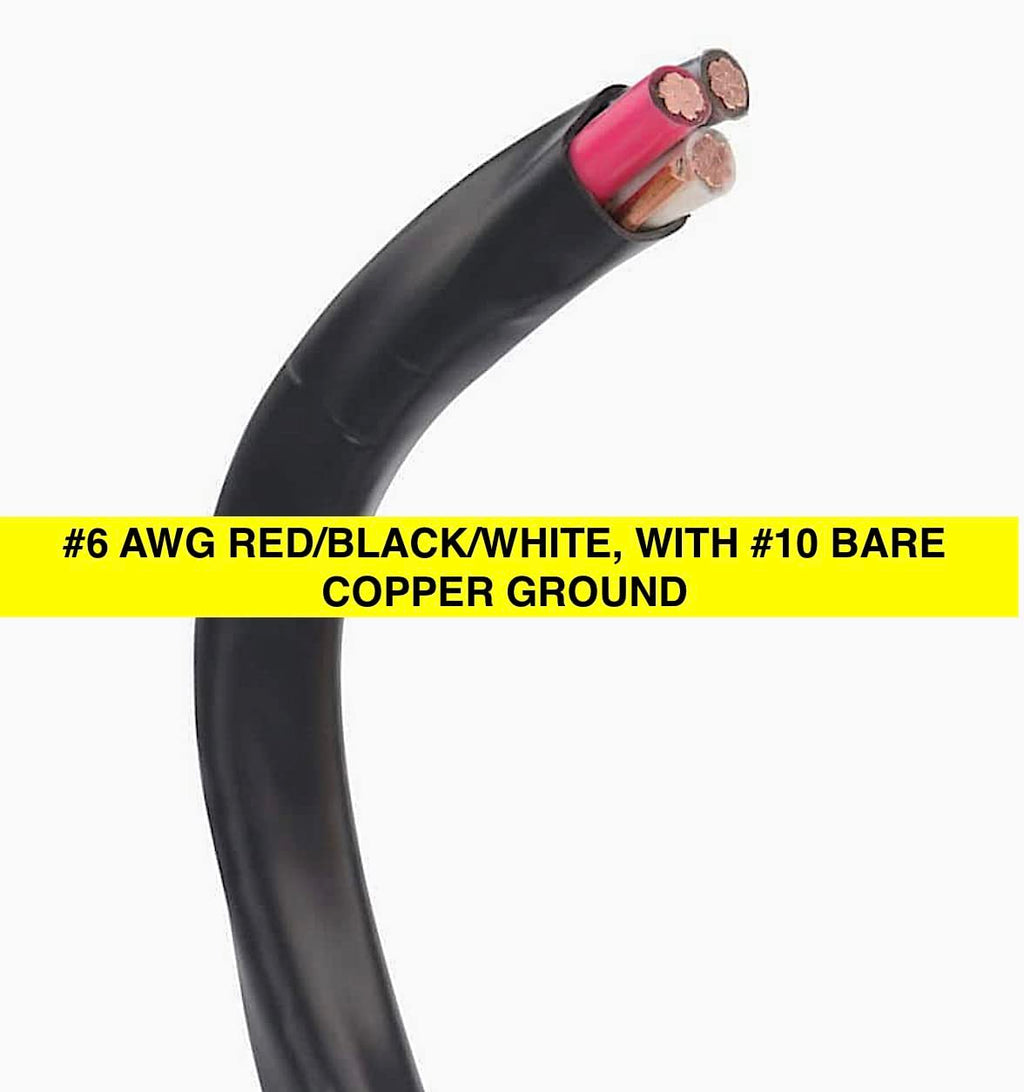 6 AWG 3 Conductor with Ground Black Copper Wire H150