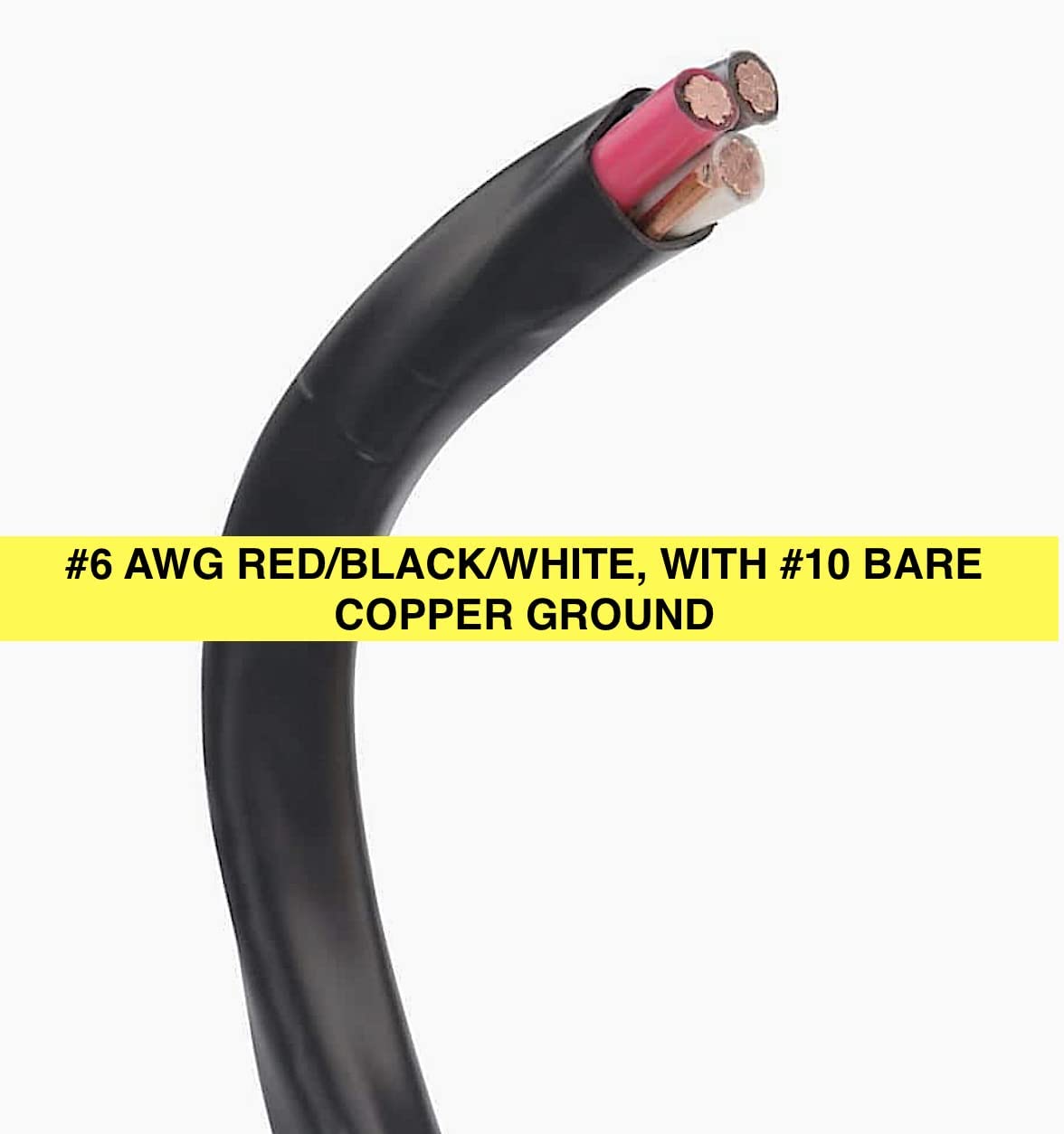 6 AWG 3 Conductor with Ground Black Copper Wire H150