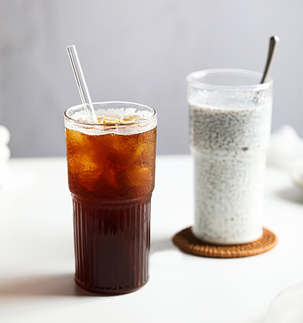 22 oz High Borosilicate Clear Glass Cups with Lids and Straws, Pack of 2 Z8276