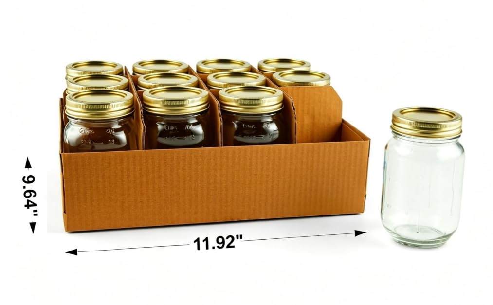 16 oz Regular Mouth Mason Jars with Lids & Rings H658