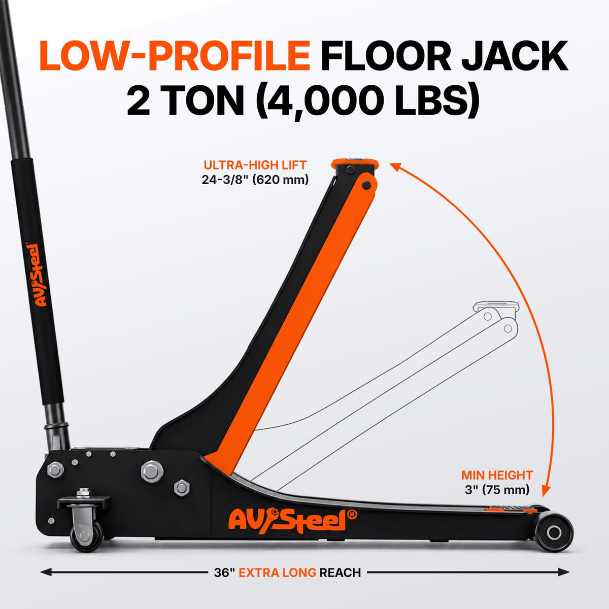 2 Ton Low Profile Floor Jack with Dual Piston Pump I940