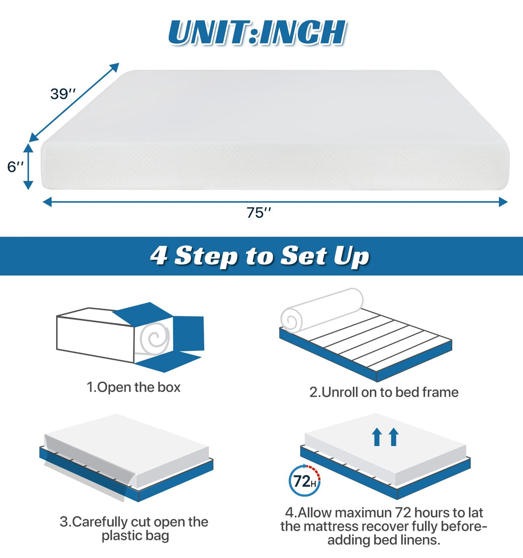 Twin Size 6 Inch Gel Memory Foam Mattress P47197