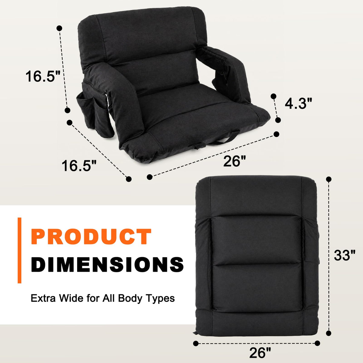 26" Extra Wide Stadium Seats with Back Support E5756