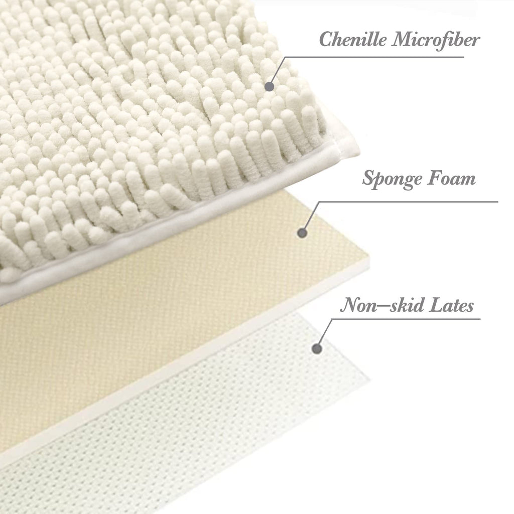 Non-Slip Microfiber Bath Rug Machine Washable Ivory 15 x 23 Inches F584637