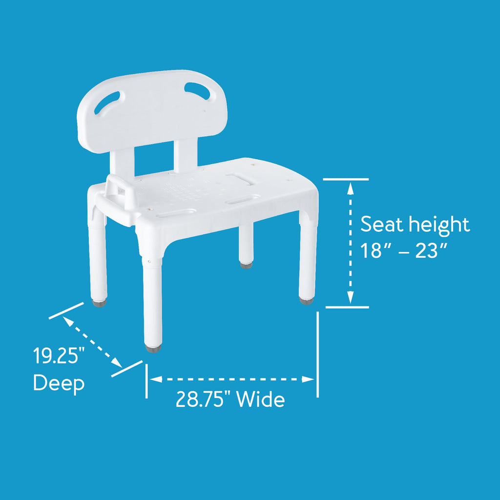 Bath Transfer Bench with Backrest and Adjustable Legs Y50055