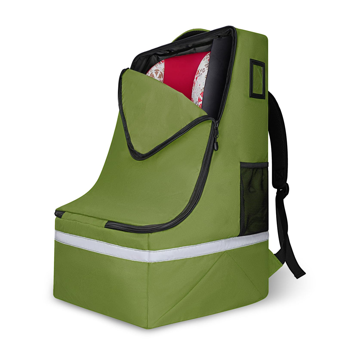 Green Padded Car Seat Travel Bag with Waist Belt F9128