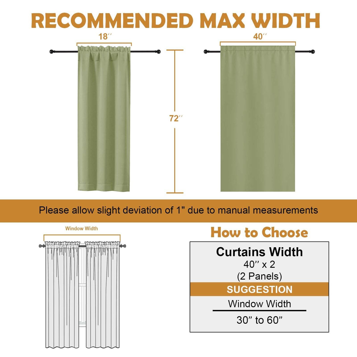 Sage Green 72 Inch Blackout Curtains 2 Panels Set Y357287