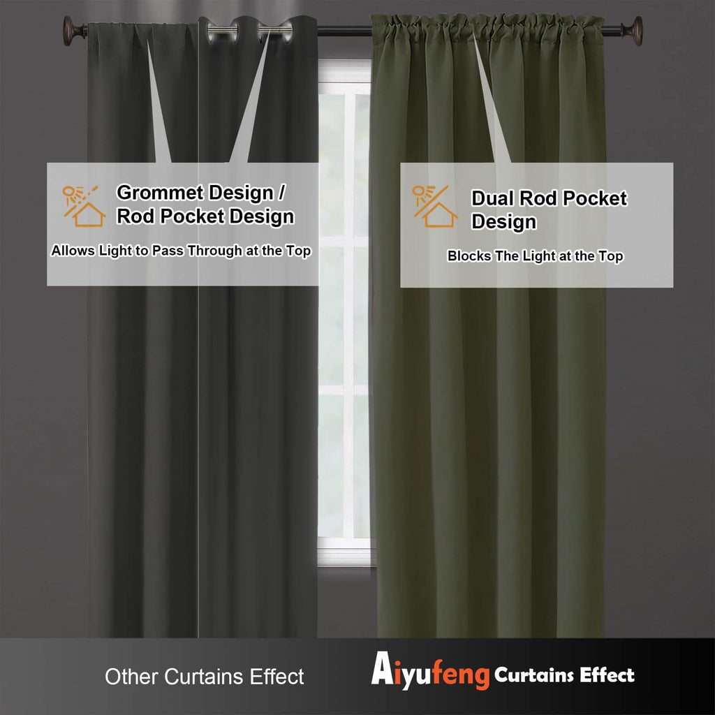 Sage Green 72 Inch Blackout Curtains 2 Panels Set Y357287