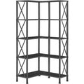 Black 5-Tier L-Shaped Corner Bookshelf X8914