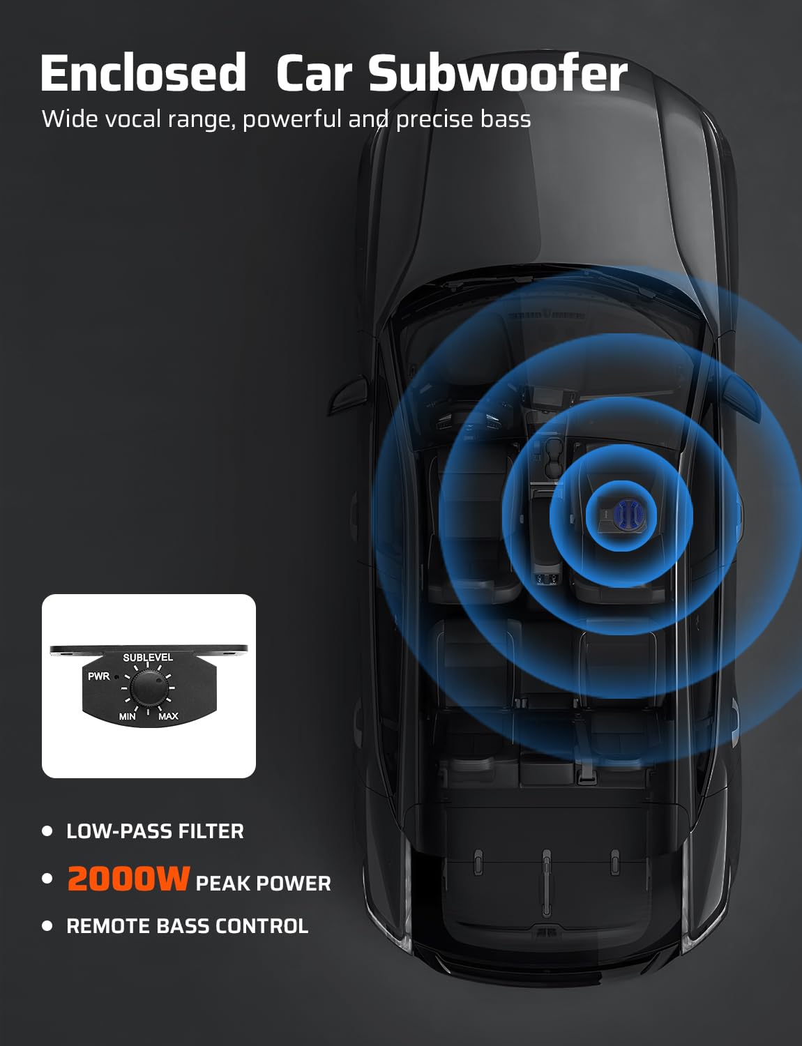 10" 2000W Underseat Car Subwoofer with RGB Lights L176577