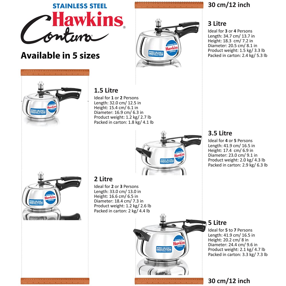 Stainless Steel Pressure Cooker, 2 Liter, Silver K618755