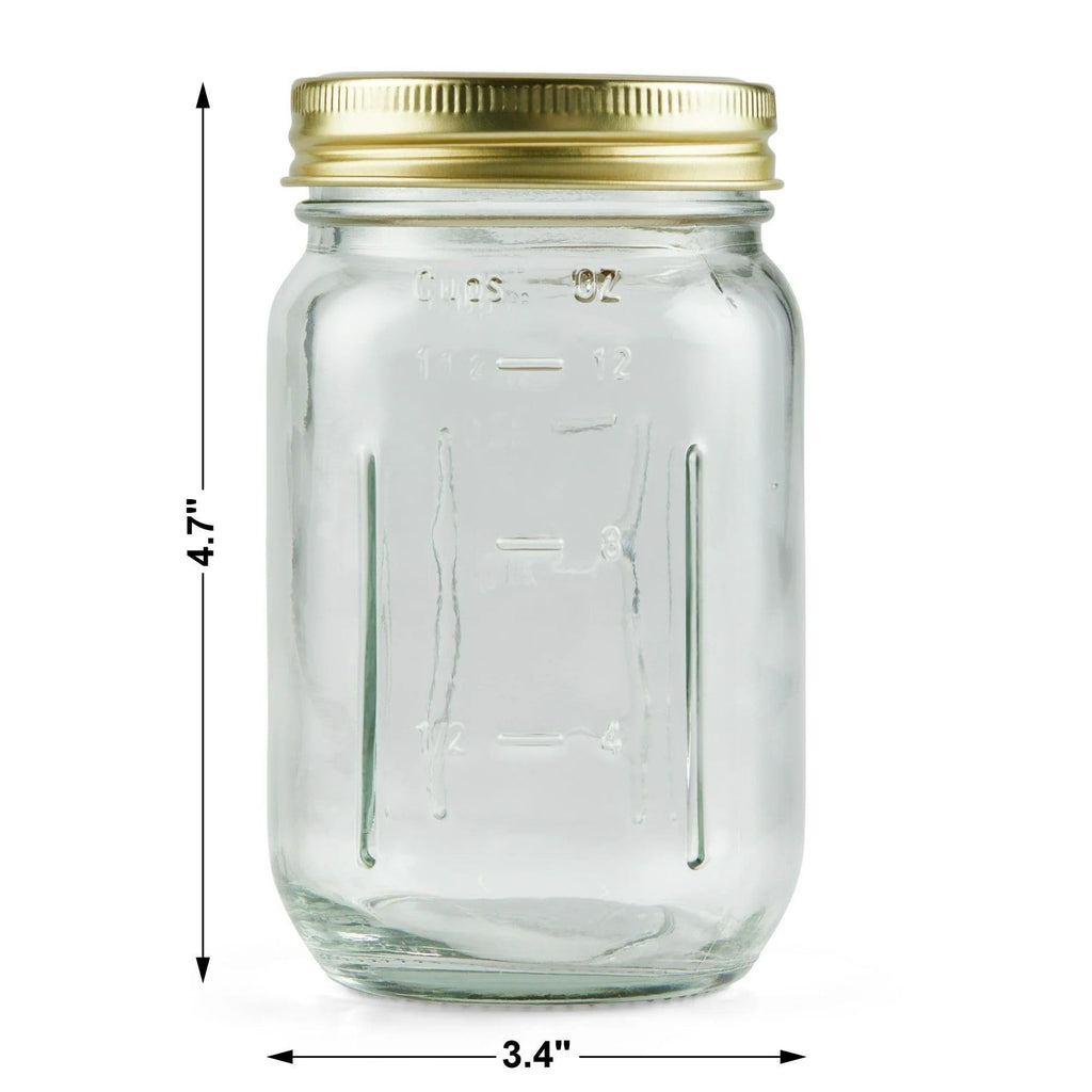 16 oz Regular Mouth Mason Jars with Lids & Rings H658