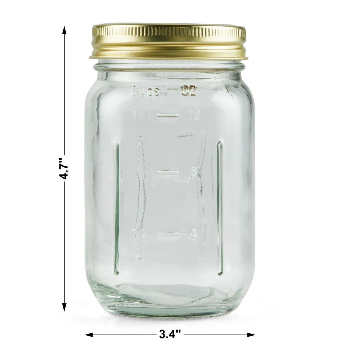 16 oz Regular Mouth Mason Jars with Lids & Rings H658