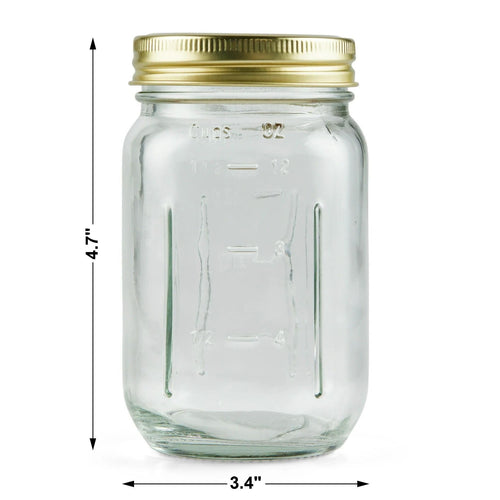 16 oz Regular Mouth Mason Jars with Lids & Rings H658