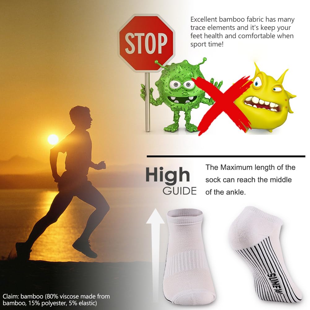 6 Pairs Viscose Bamboo Cushioned Ankle Socks B2246