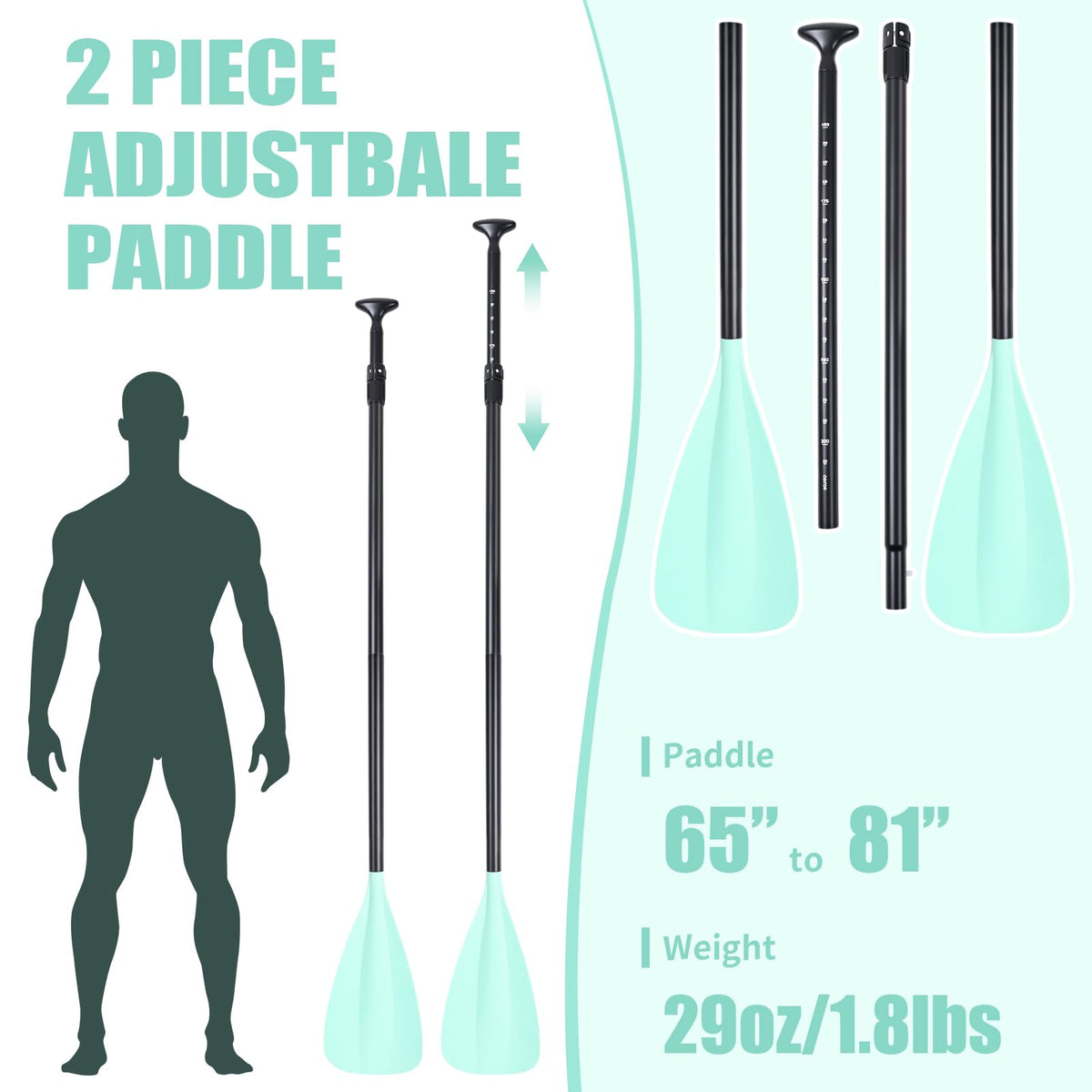 2 Pack Adjustable Aluminum Paddle with Leash Z767490