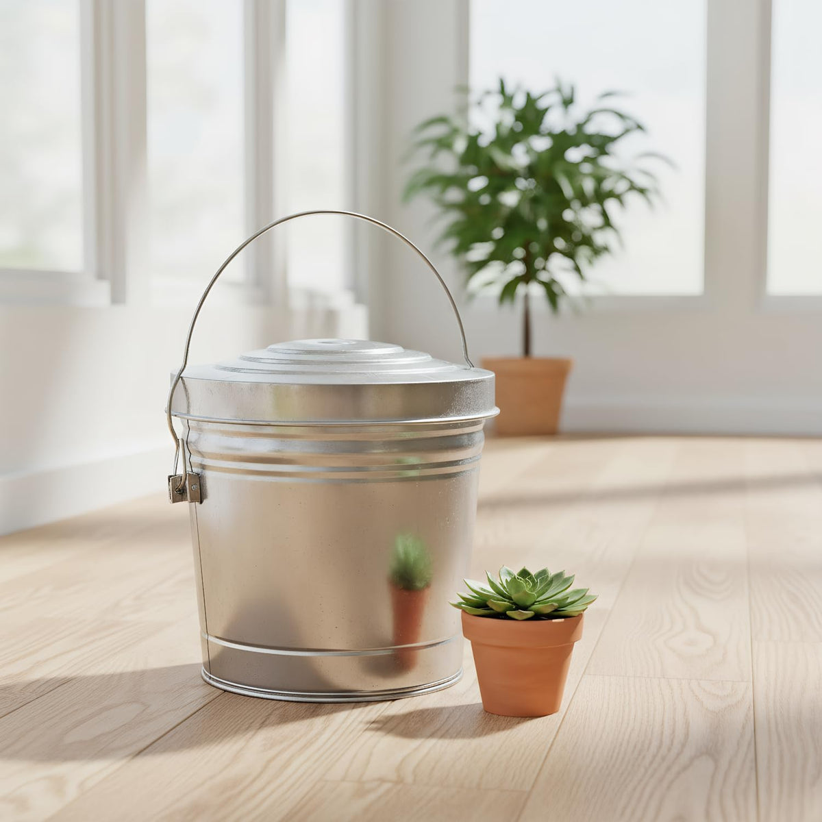 6-Gallon Galvanized Steel Storage Can with Lid K63300