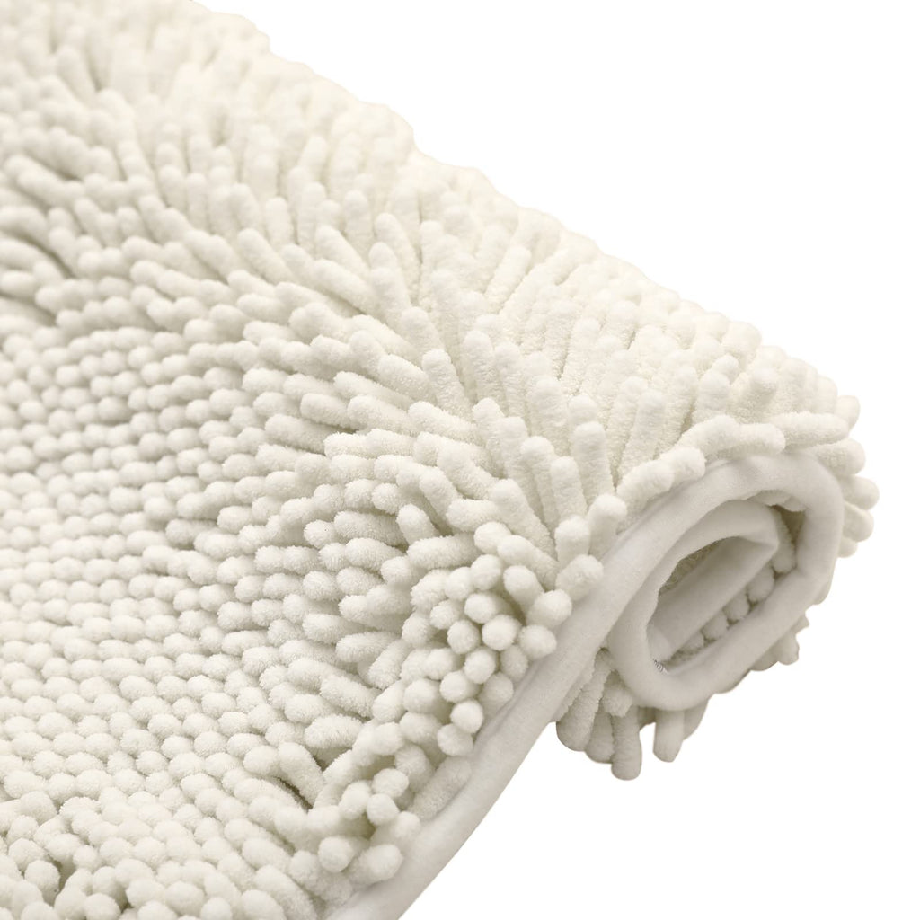 Non-Slip Microfiber Bath Rug Machine Washable Ivory 15 x 23 Inches F584637