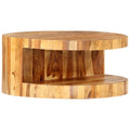 Solid Sheesham Wood Round Coffee Table with Storage Shelf F394