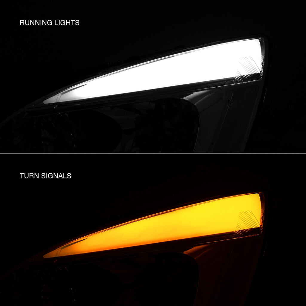 Chrome Housing Clear Lens LED Head Lights Turn Signal Lamps Assembly Pair U808