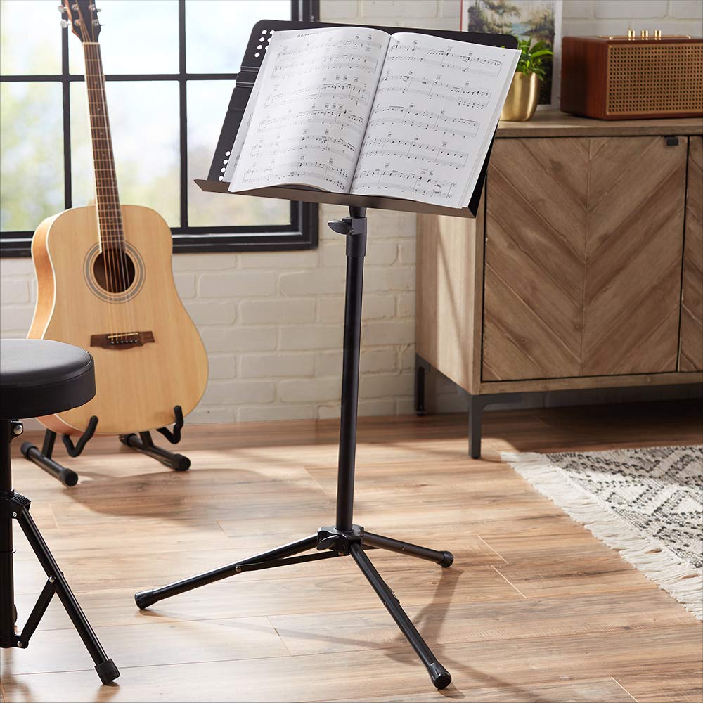 Adjustable Folding Sheet Music Stand, 31" to 55" Height, Black I782644