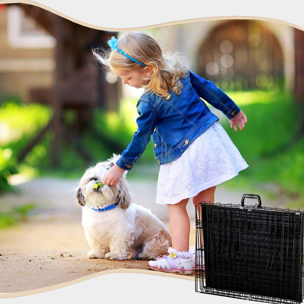 Folding Metal Dog Crate with Divider and Handle C330