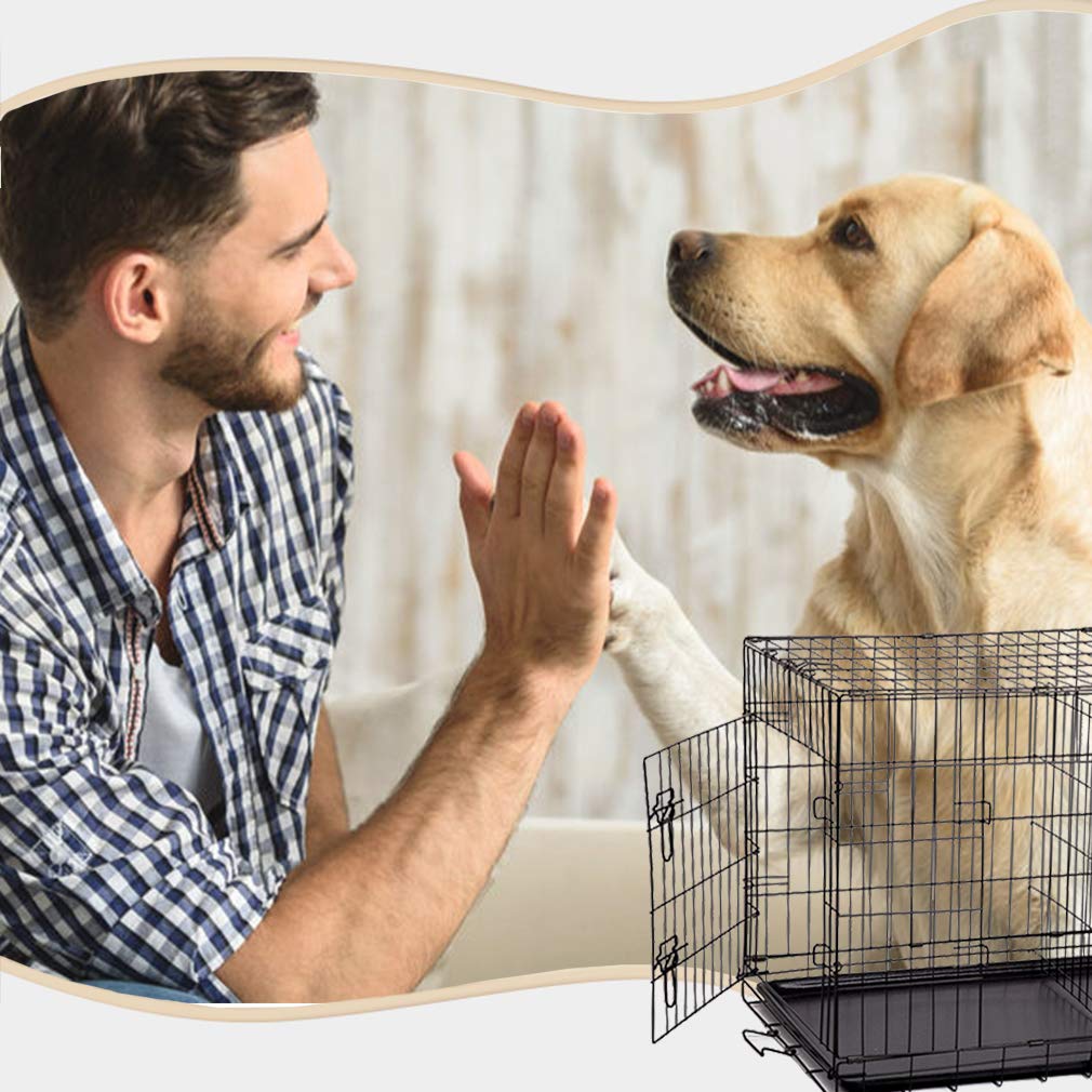 Folding Metal Dog Crate with Divider and Handle C330