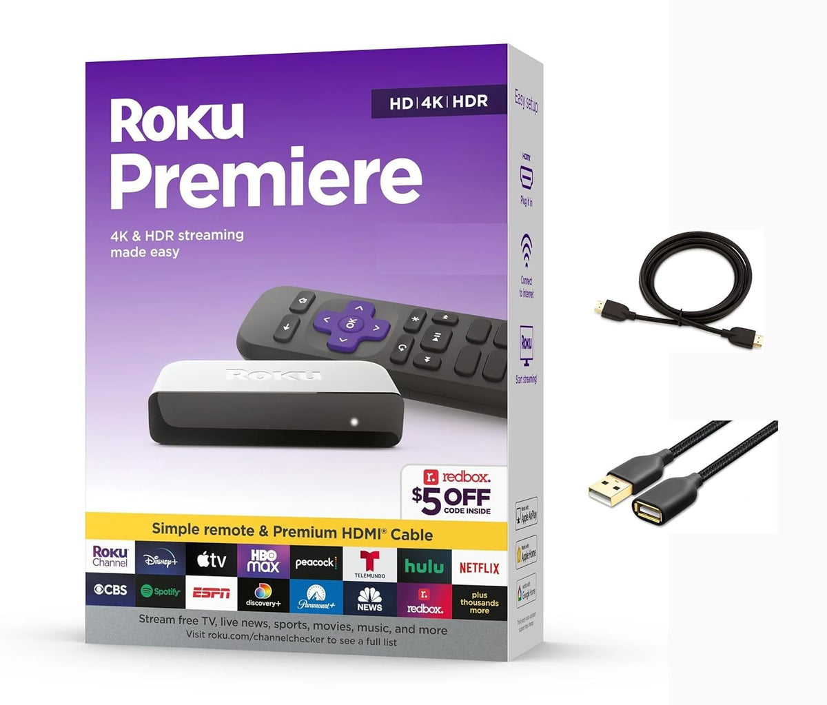 4K HDR Streaming Media Player with HDMI Cable E865297