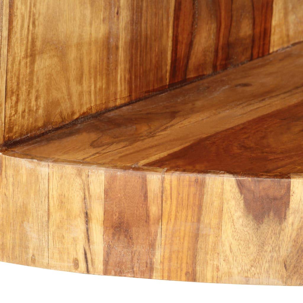 Solid Sheesham Wood Round Coffee Table with Storage Shelf F394