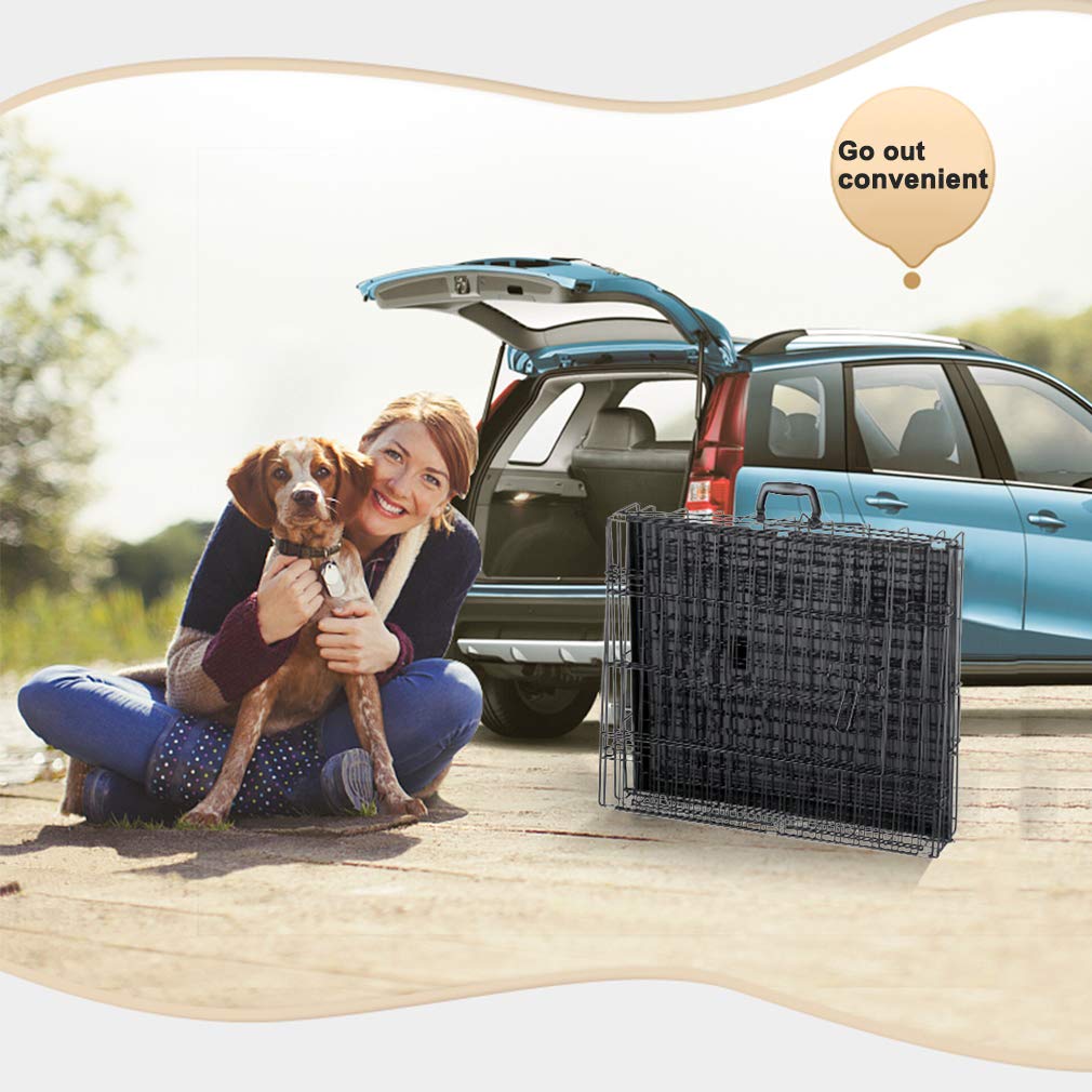 Folding Metal Dog Crate with Divider and Handle C330