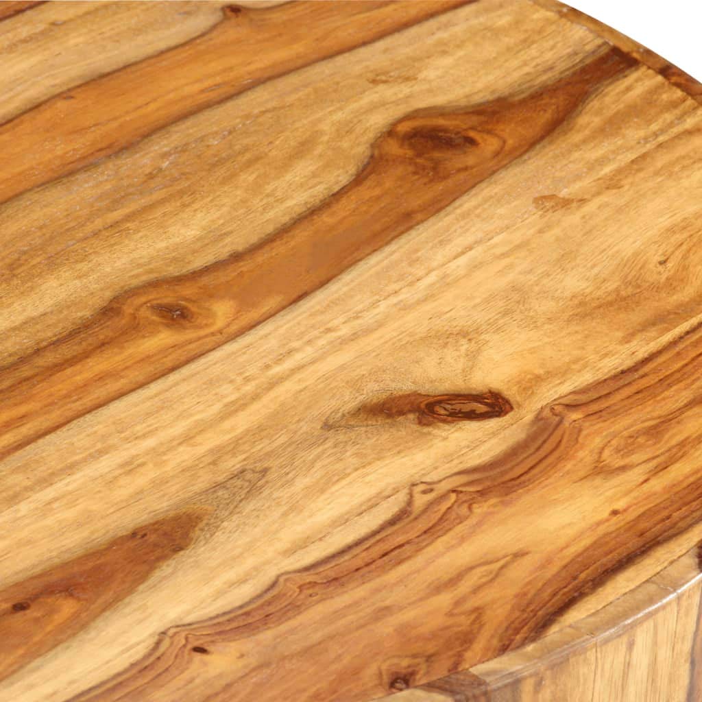 Solid Sheesham Wood Round Coffee Table with Storage Shelf F394