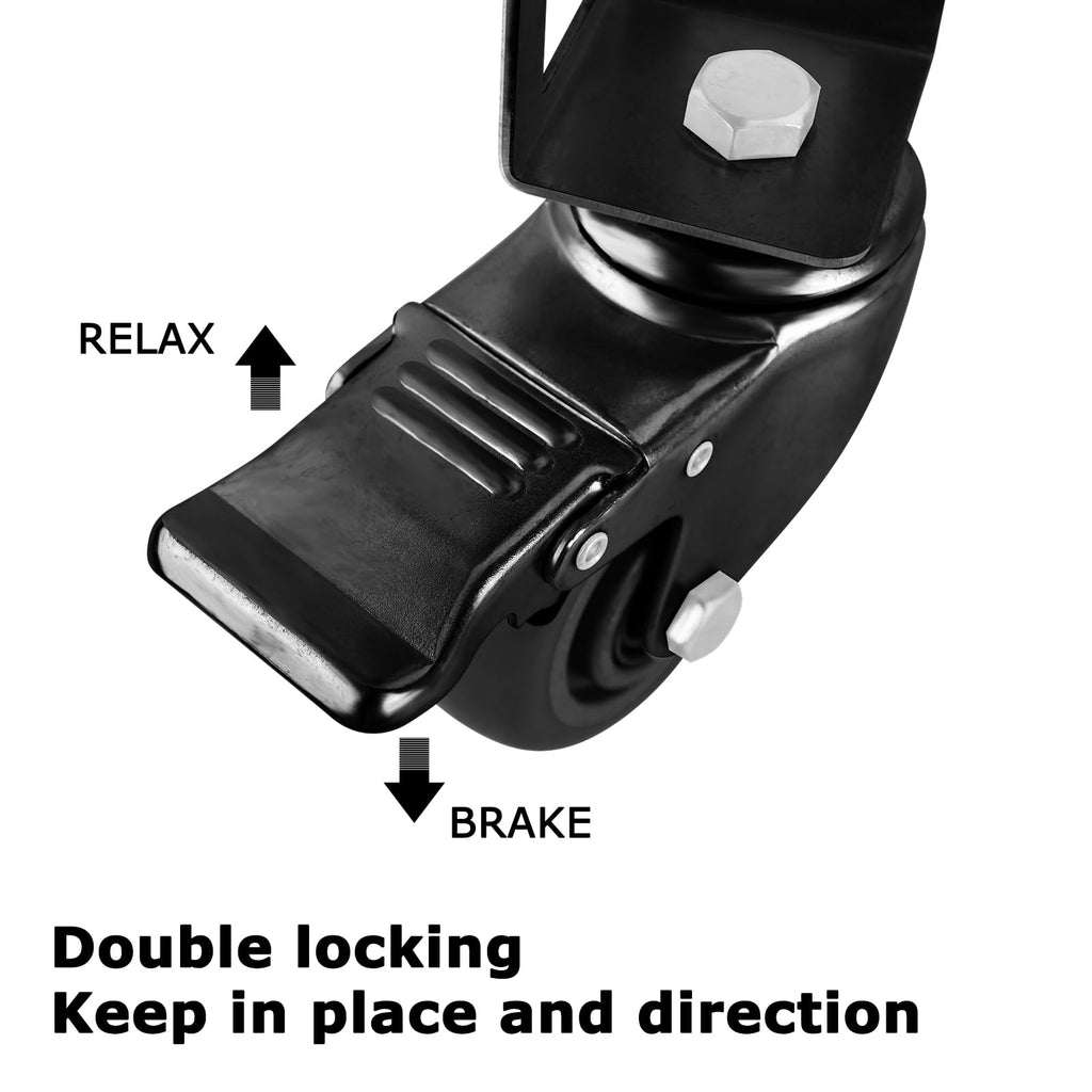 3" Heavy Duty Locking Caster Wheels 4PCS Black E892634