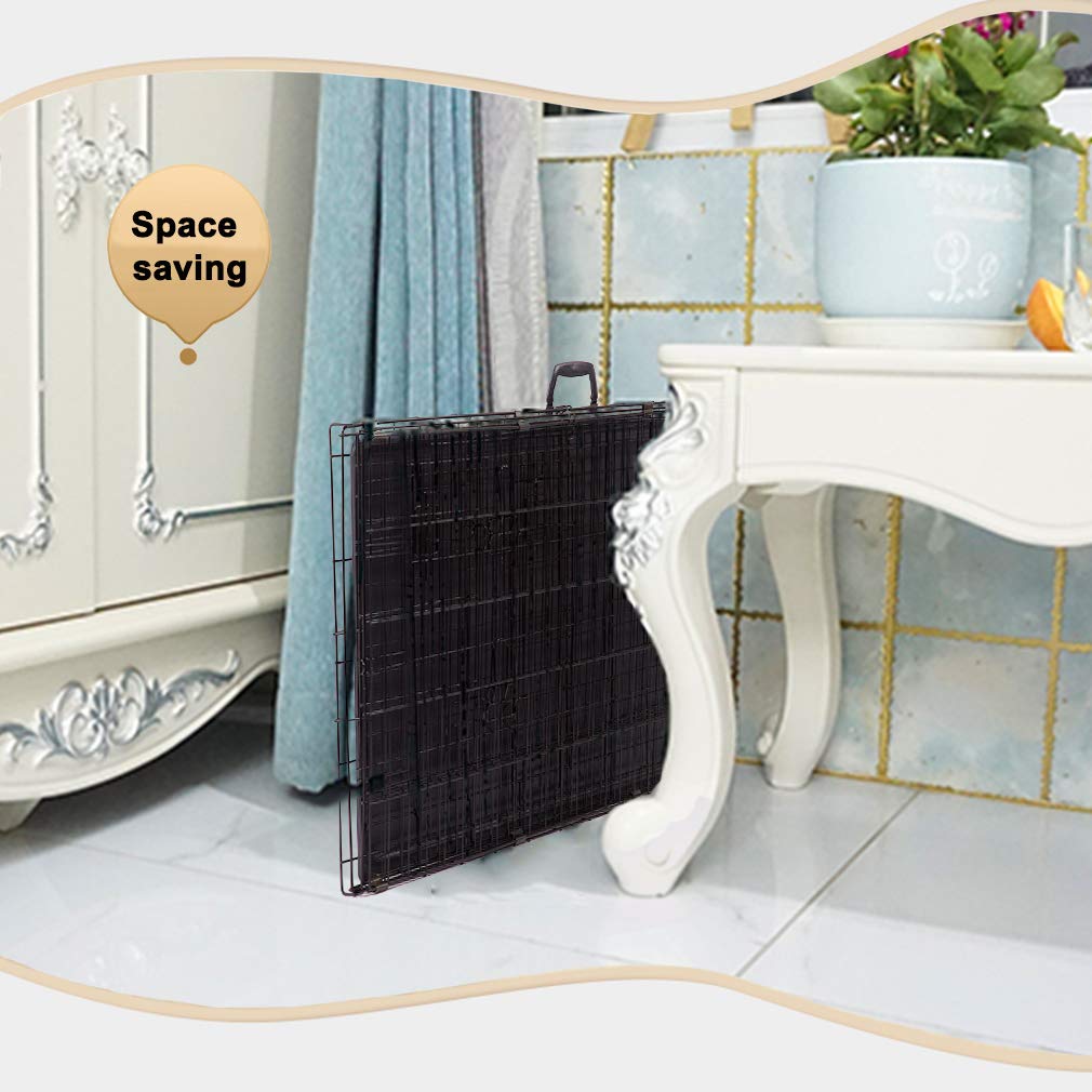 Folding Metal Dog Crate with Divider and Handle C330