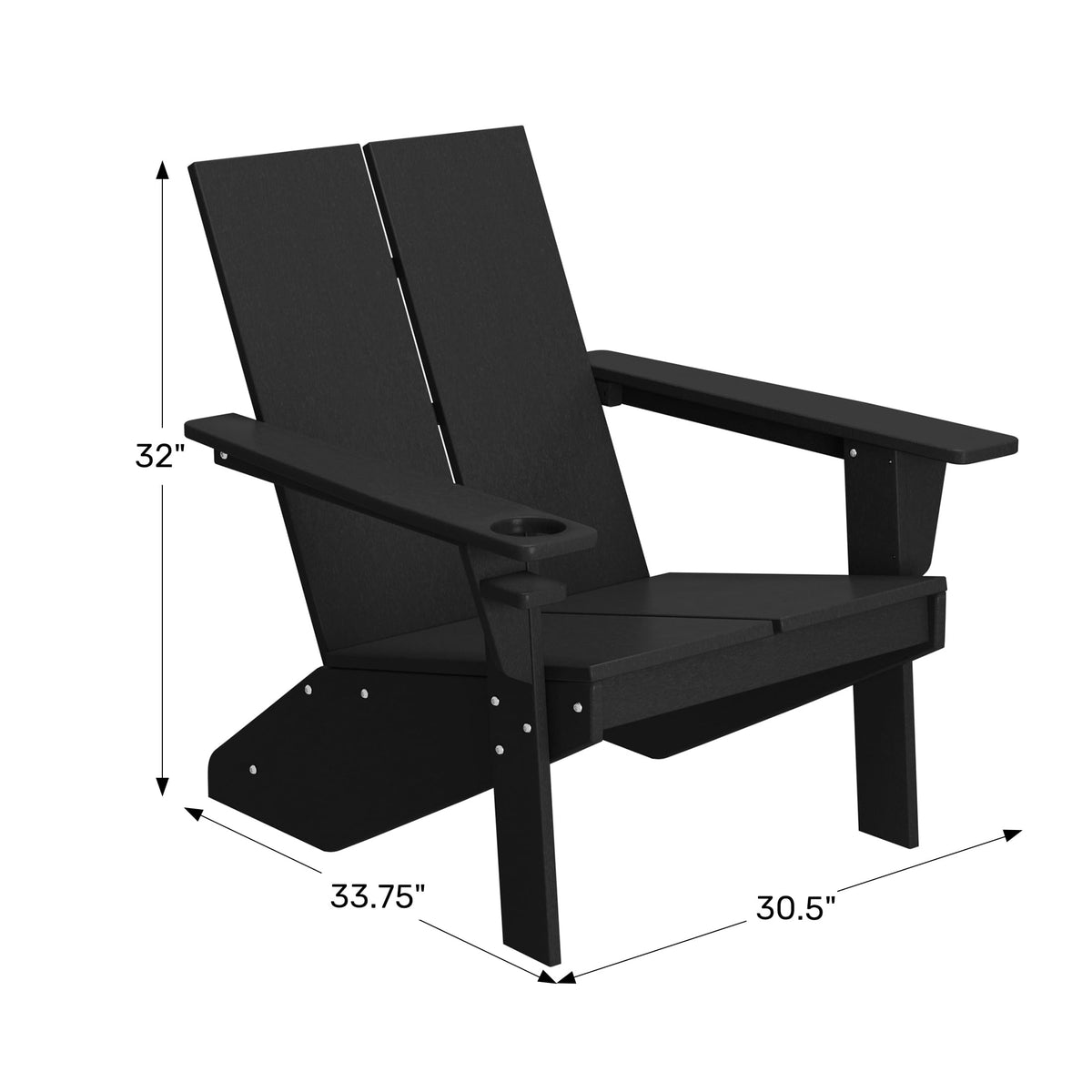 Pacific Blue HDPE Adirondack Chair with Cup Holder U416885