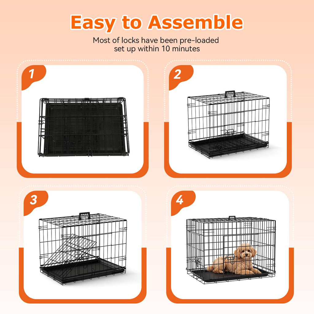 24" Foldable Metal Dog Crate V669