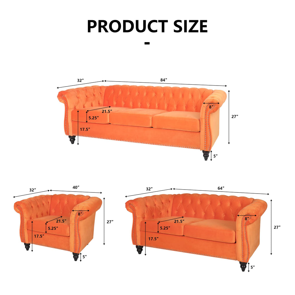 Orange Velvet Tufted Accent Chair G69610