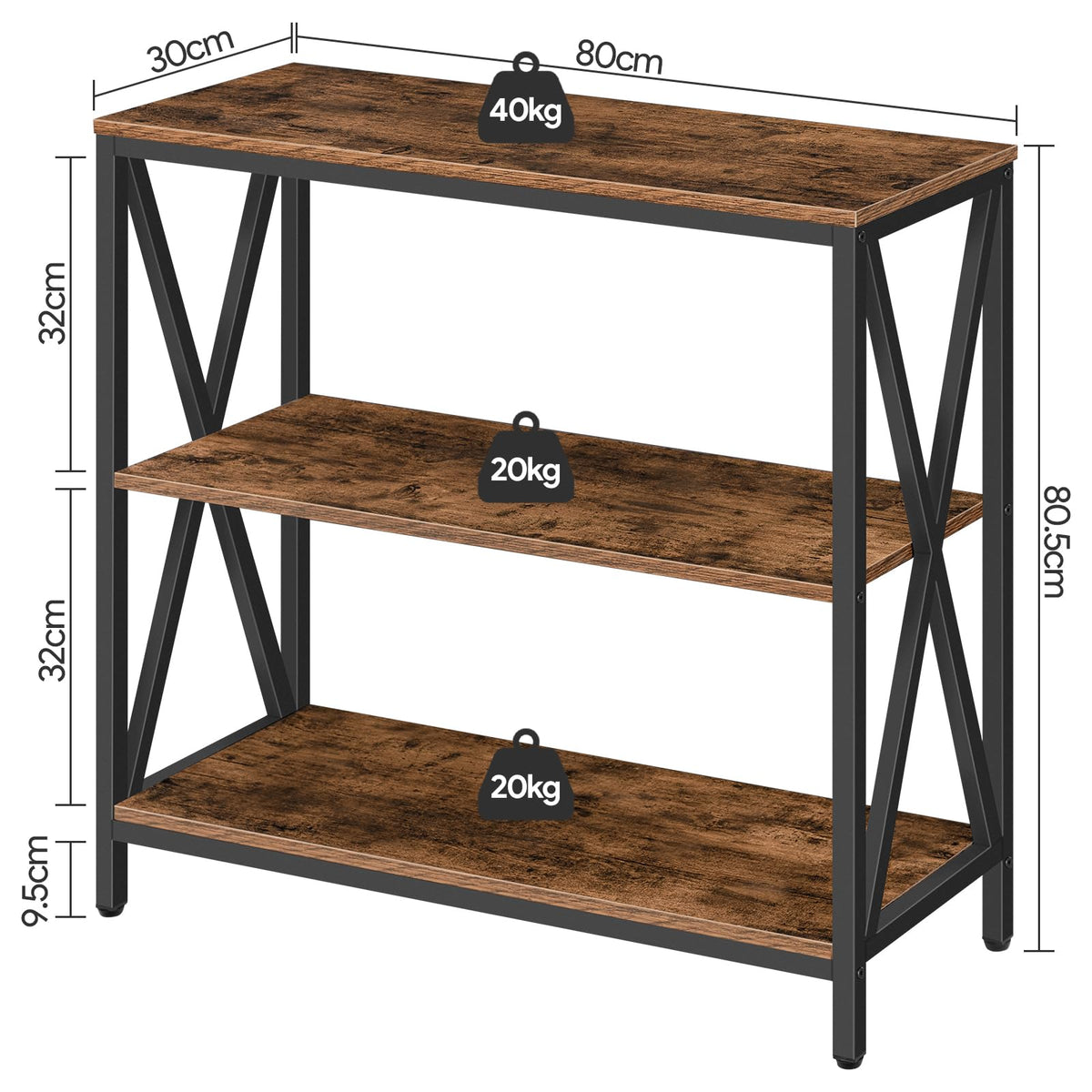 31.5" 3-Tier Console Table I312
