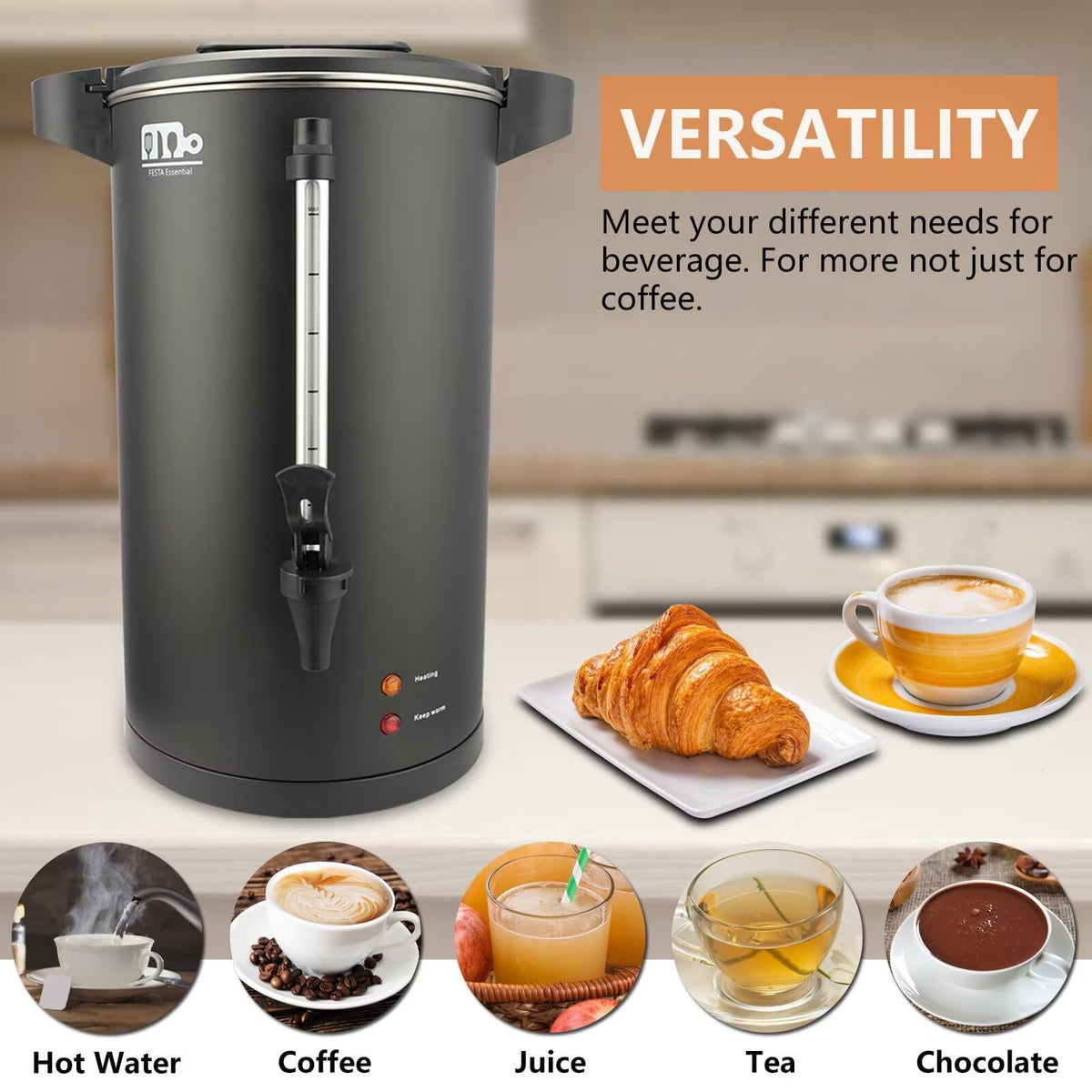 30-Cup 6L Stainless Steel Commercial Coffee Urn S1143