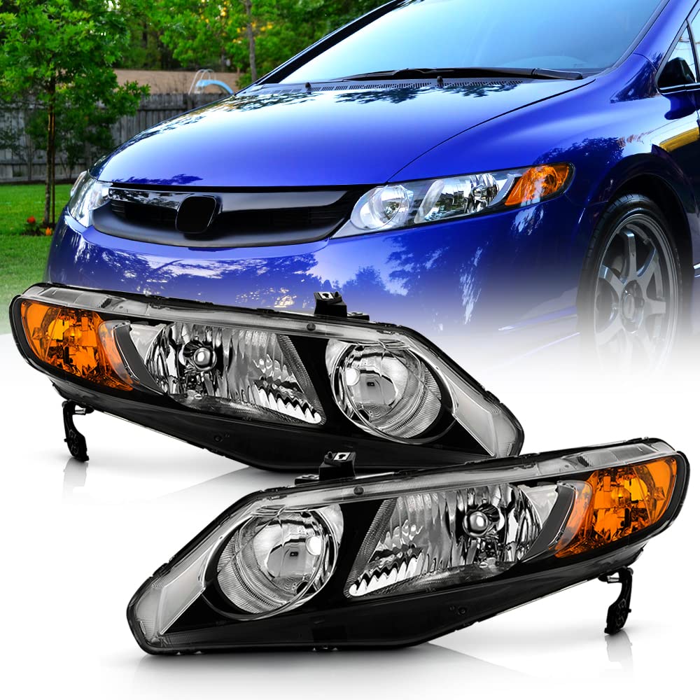 Black Factory Style Headlights Headlamps Left+Right L96477