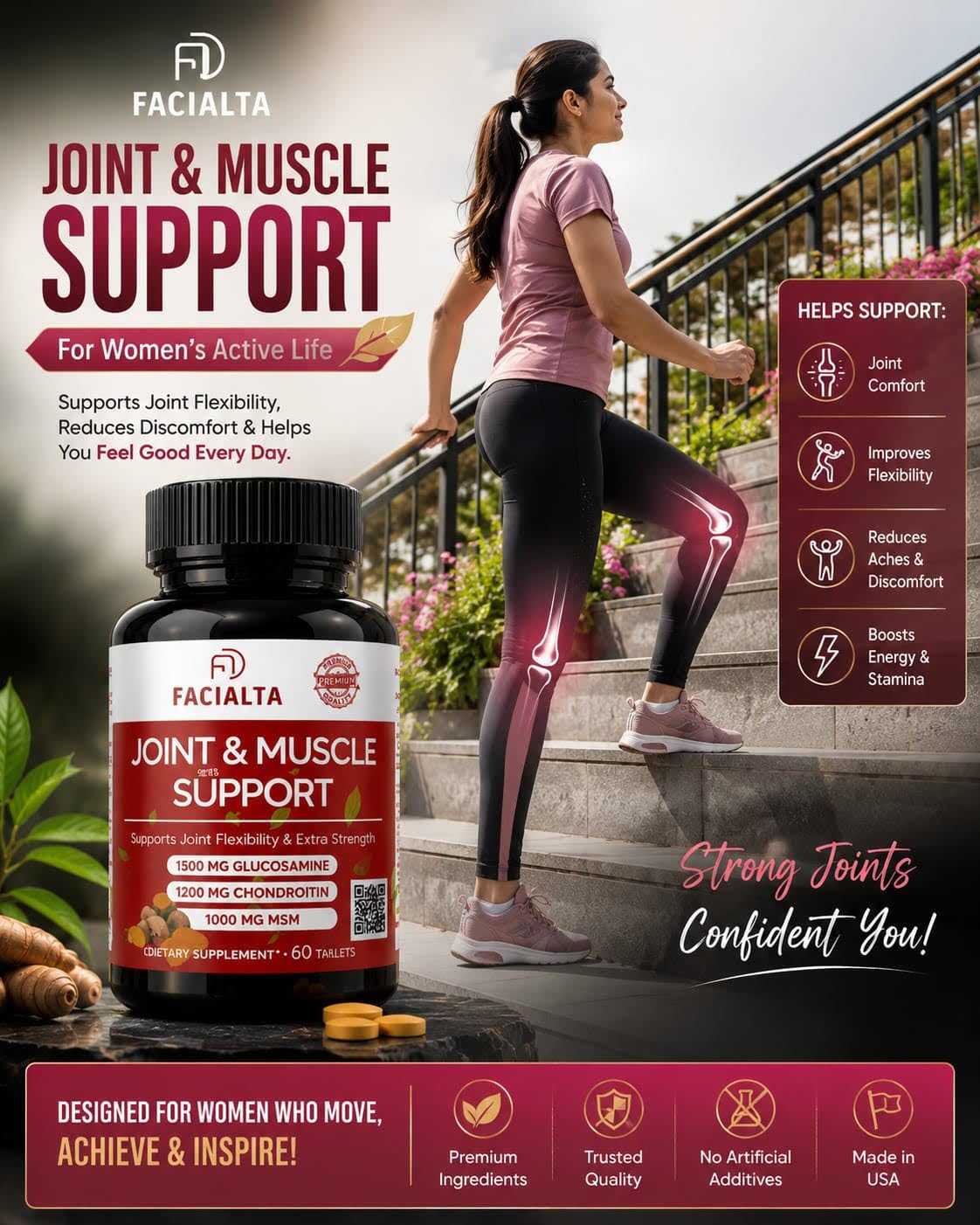 1500mg Glucosamine 1200mg Chondroitin 1000mg MSM 60 Tablets Joint Supplement C645314