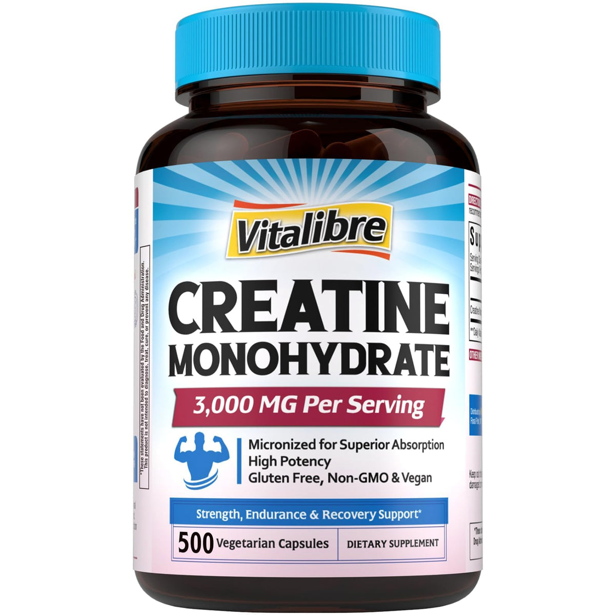 Creatine Monohydrate 3000 mg Micronized 500 Capsules T80974