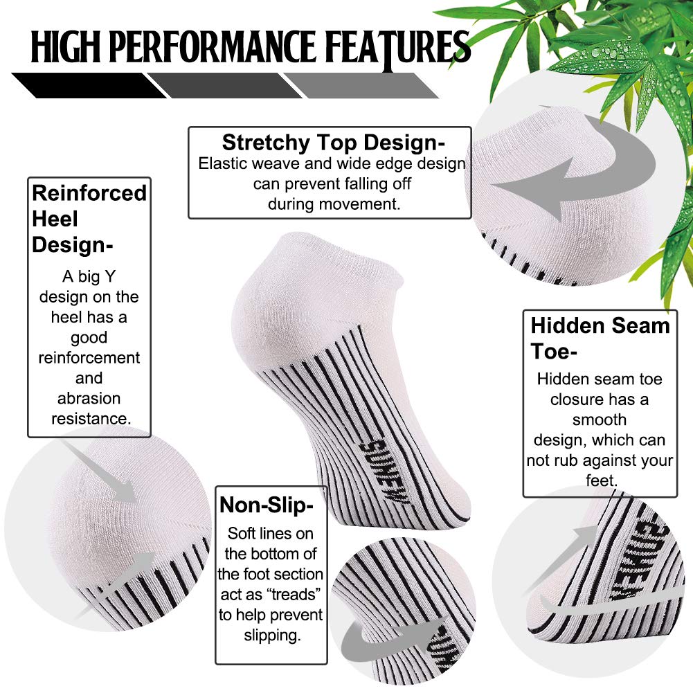 6 Pairs Viscose Bamboo Cushioned Ankle Socks B2246