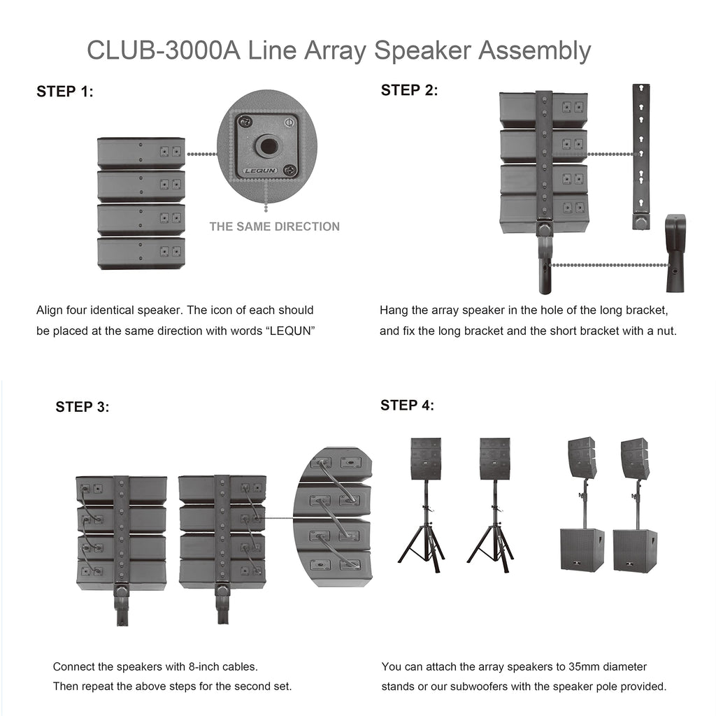 4000W PA Speaker System Combo Set with Two 12 Inch Subwoofers and 8 Line Array Speakers Q6018