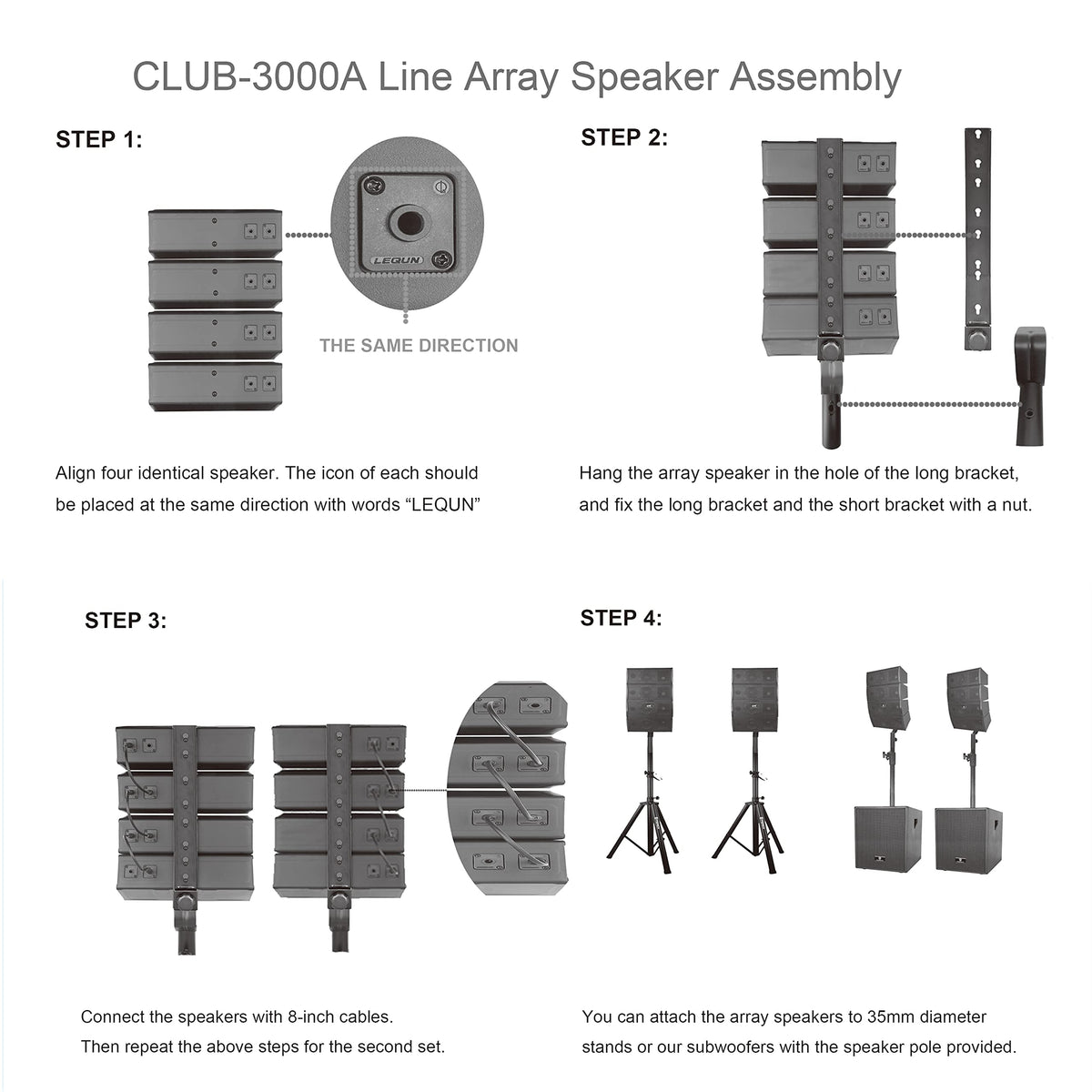 4000W PA Speaker System Combo Set with Two 12 Inch Subwoofers and 8 Line Array Speakers Q6018