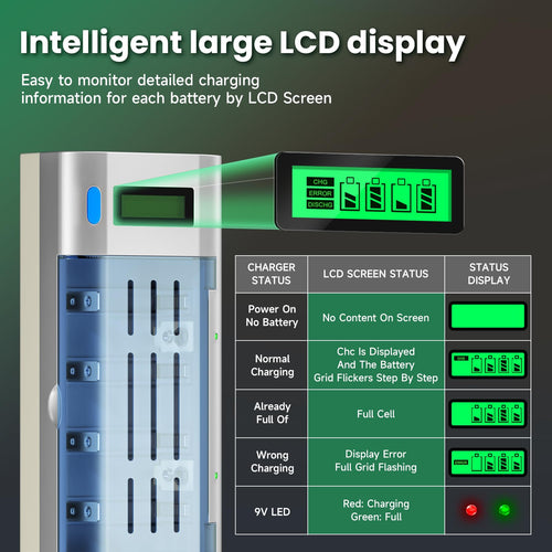 10000mAh Rechargeable D Batteries 6 Counts and Universal Battery Charger B891824