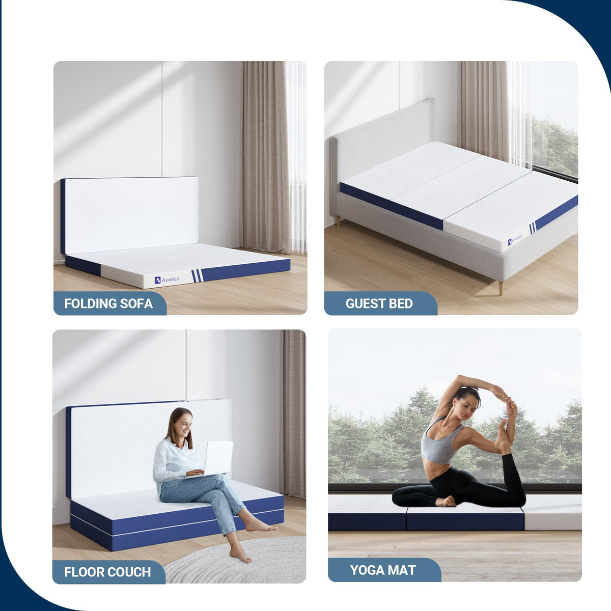 Foldable Memory Foam Mattress Topper Twin 4 Inch F148734