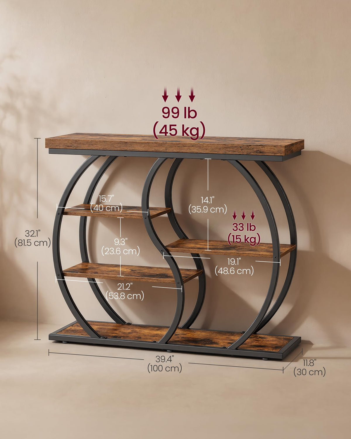 39.4 Inchs 5-Tier Narrow Console Table B273