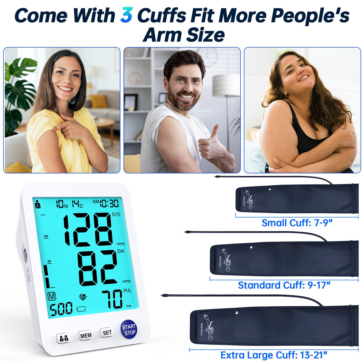 Electronic Blood Pressure Monitor 3 Size Cuffs N35121