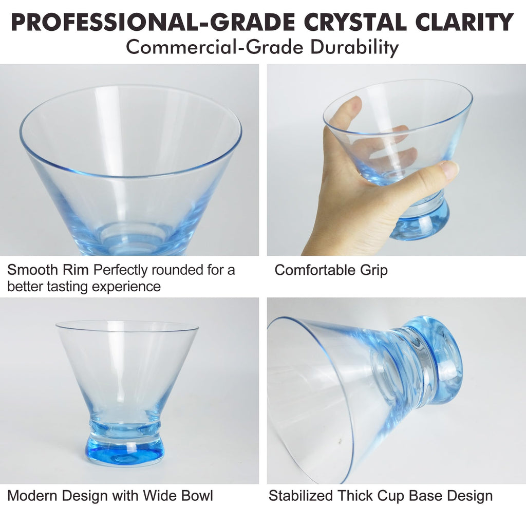 Multi Colored Stemless Martini Glasses Set of 6 L979246